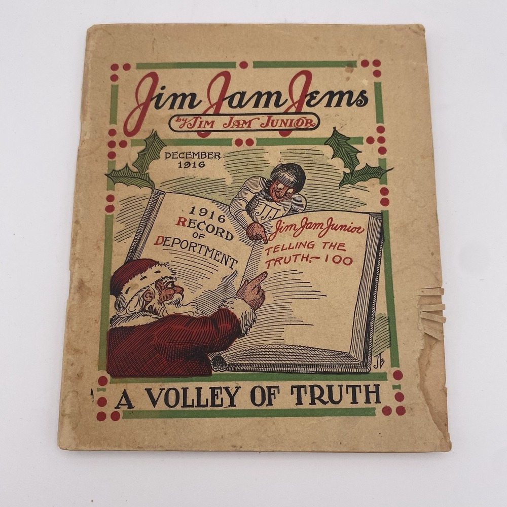 A Volley of Truth by Jim Jam Junior Antique Magazine Dec 1916 Christmas Santa